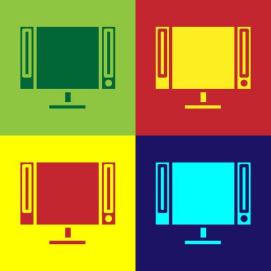 Renk arkaplanında izole edilmiş renkli Akıllı TV simgesi. Televizyon tabelası. Vektör İllüstrasyonu