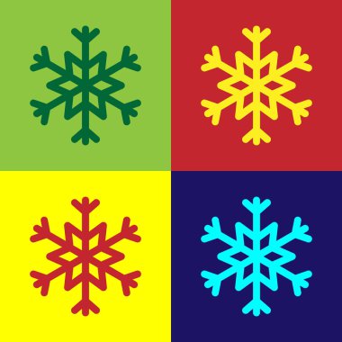 Renk arkaplanındaki Kar Tanesi simgesi izole edildi. Vektör İllüstrasyonu
