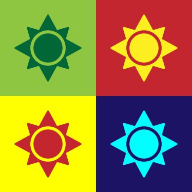 Renk arkaplanında izole edilmiş renk Sun simgesi. Vektör İllüstrasyonu