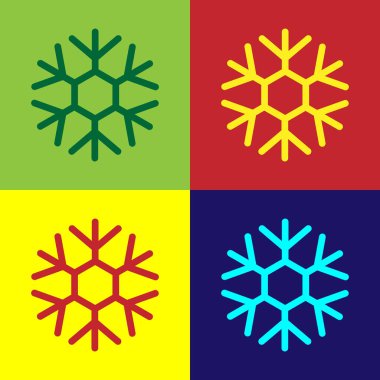 Renk arkaplanındaki Kar Tanesi simgesi izole edildi. Vektör İllüstrasyonu