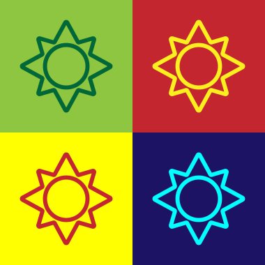 Renk arkaplanında izole edilmiş renk Sun simgesi. Vektör İllüstrasyonu