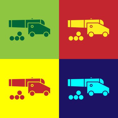 Renk arkaplanında top gülleleri simgesi olan renk topu. Ortaçağ silahları. Vektör İllüstrasyonu