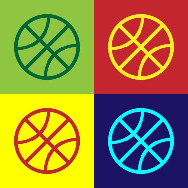 Renkli basketbol topu simgesi arkaplanda izole edildi. Spor sembolü. Vektör İllüstrasyonu