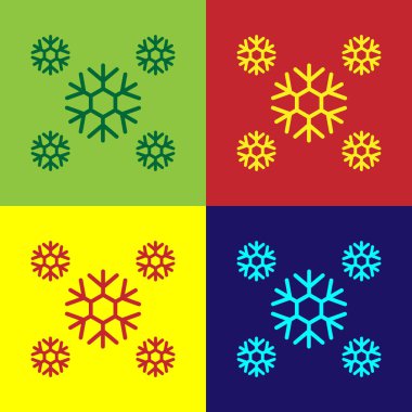 Renk arkaplanında renkli kar simgesi izole edildi. Vektör İllüstrasyonu