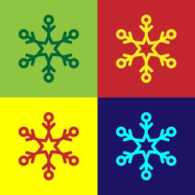 Renk arkaplanındaki Kar Tanesi simgesi izole edildi. Vektör İllüstrasyonu