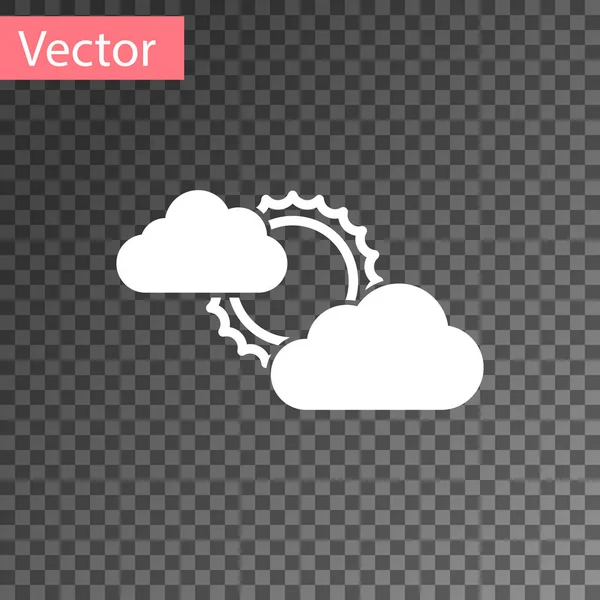 Witte zon en wolk weer pictogram geïsoleerd op transparante achtergrond. Vector Illustratie — Stockvector