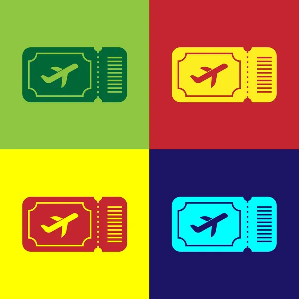 Farbiges Airline Ticket Symbol Auf Farbigem Hintergrund Isoliert Flugticket Vektorillustration — Stockvektor