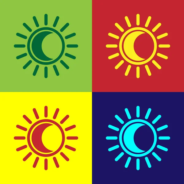 Kolor Zaćmienie Ikony Słońca Izolowane Tle Koloru Zaćmienie Sonaru Ilustracja — Wektor stockowy