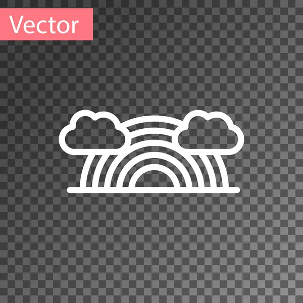 Arc-en-ciel blanc avec icône de nuages isolés sur fond transparent. Illustration vectorielle — Image vectorielle