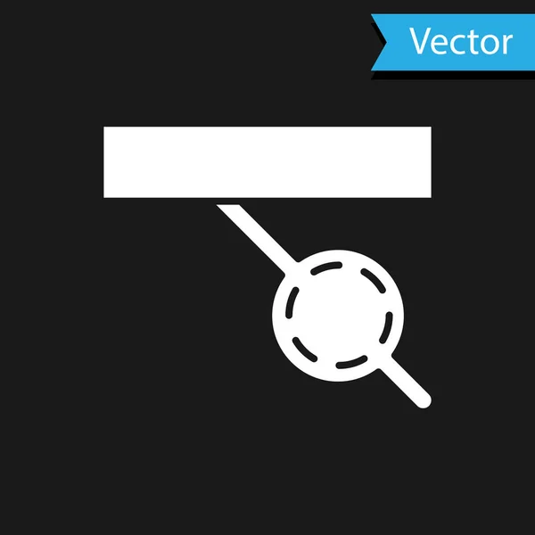 Weiße Piratenaugenklappen-Symbol isoliert auf schwarzem Hintergrund. Piraten-Accessoire. Vektorillustration — Stockvektor