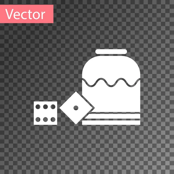 Белый Пират игры в кости значок изолирован на прозрачном фоне. Игры в казино. Векторная миграция — стоковый вектор