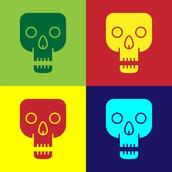 Ikona Color Skull Izolovaná Barevném Pozadí Šťastný Halloweenský Večírek Vektorová — Stockový vektor