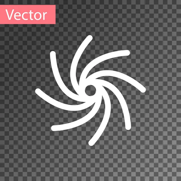 Ícone Tornado branco isolado em fundo transparente. Ciclone, turbilhão, funil de tempestade, vento de furacão ou ícone do tempo torcido. Ilustração vetorial — Vetor de Stock