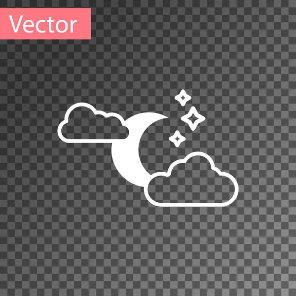 Белое облако с изображением луны и звезд изолировано на прозрачном фоне. Облачный ночной знак. Символ сна снов. Ночной знак или знак времени сна. Векторная миграция — стоковый вектор
