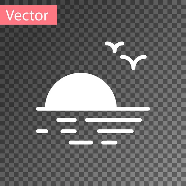 Ícone de pôr do sol branco isolado em fundo transparente. Ilustração vetorial — Vetor de Stock