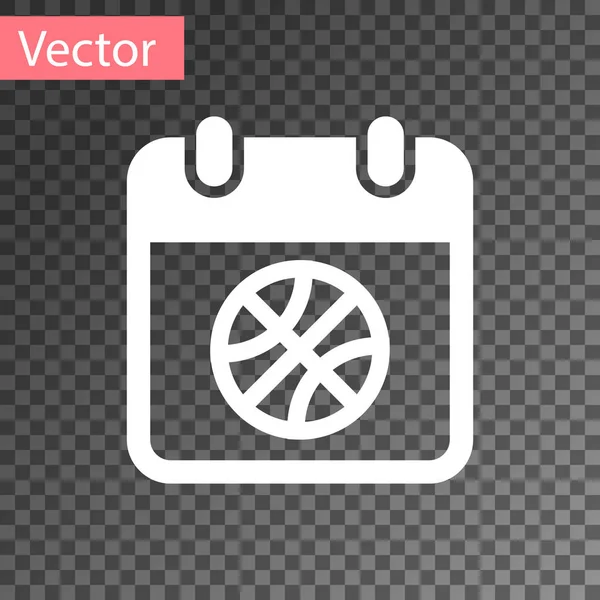 Weißer Basketball auf Sportkalender Symbol isoliert auf transparentem Hintergrund. Vektorillustration — Stockvektor