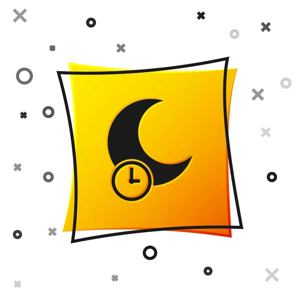 Beyaz arka planda izole edilmiş Uyuyan Ay simgesi. Sarı kare düğme. Vektör İllüstrasyonu — Stok Vektör