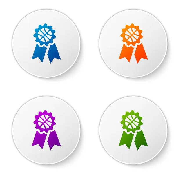Farbe Basketball Award Symbol isoliert auf weißem Hintergrund. setzen Sie Symbole in Kreis-Buttons. Vektorillustration — Stockvektor