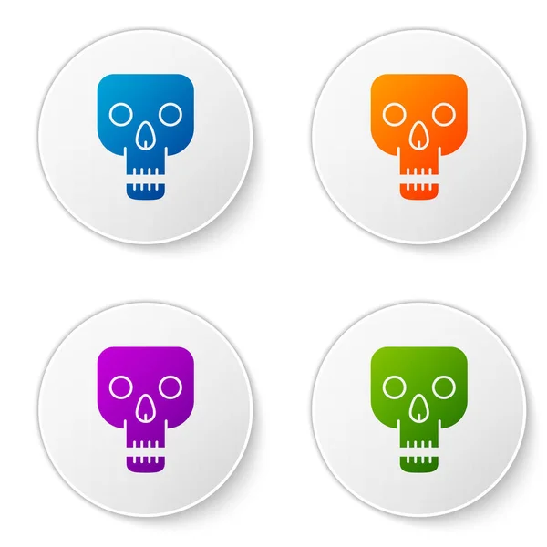 Color Icono del cráneo aislado sobre fondo blanco. Feliz fiesta de Halloween. Establecer iconos en botones de círculo. Ilustración vectorial — Vector de stock