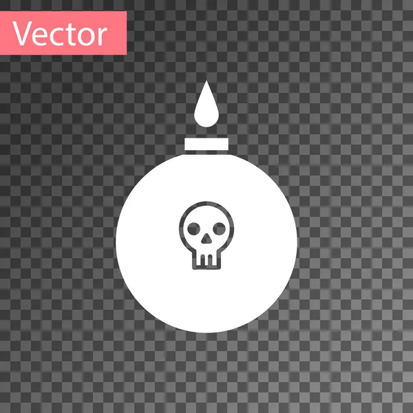 Bomba blanca lista para explotar icono aislado sobre fondo transparente. Ilustración vectorial — Vector de stock