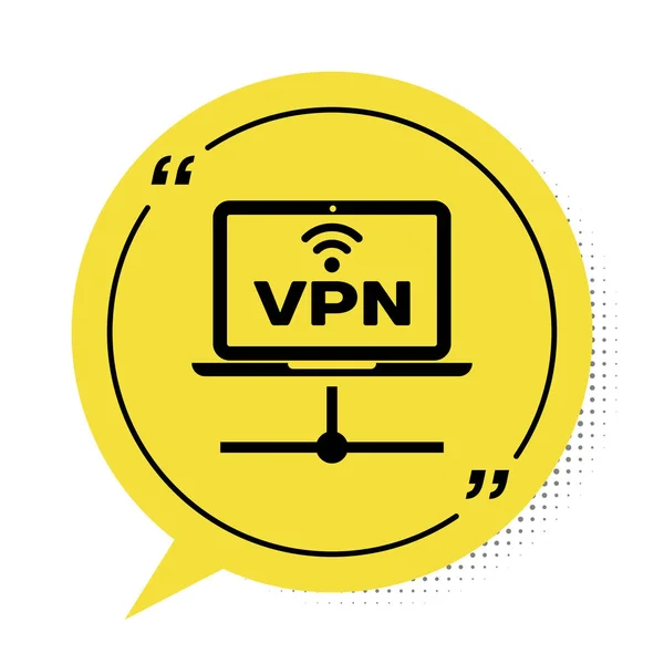 Black Vpn Computer Network Icon Isolated White Background Laptop Network — Stock Vector