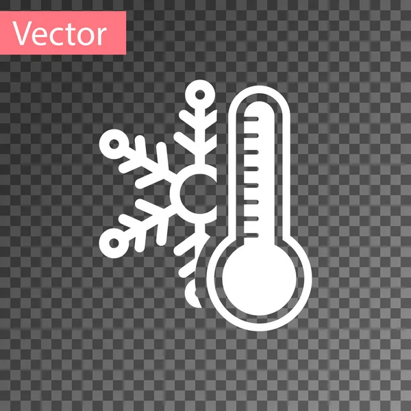 Белый термометр со значком снежинки изолирован на прозрачном фоне. Векторная миграция — стоковый вектор