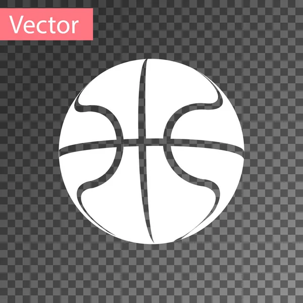 Biała ikona piłki do koszykówki izolowana na przezroczystym tle. Symbol sportu. Ilustracja wektora — Wektor stockowy