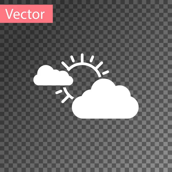 Icono meteorológico de sol blanco y nube aislado sobre fondo transparente. Ilustración vectorial — Vector de stock