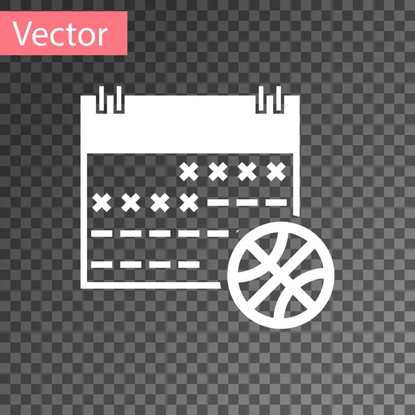 Basquete branco no ícone do calendário esportivo isolado em fundo transparente. Ilustração vetorial — Vetor de Stock