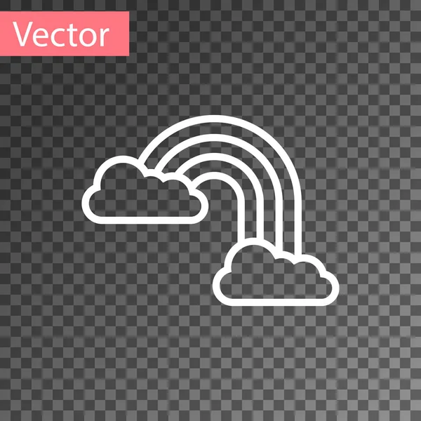 Arcobaleno bianco con l'icona delle nuvole isolato su sfondo trasparente. Illustrazione vettoriale — Vettoriale Stock