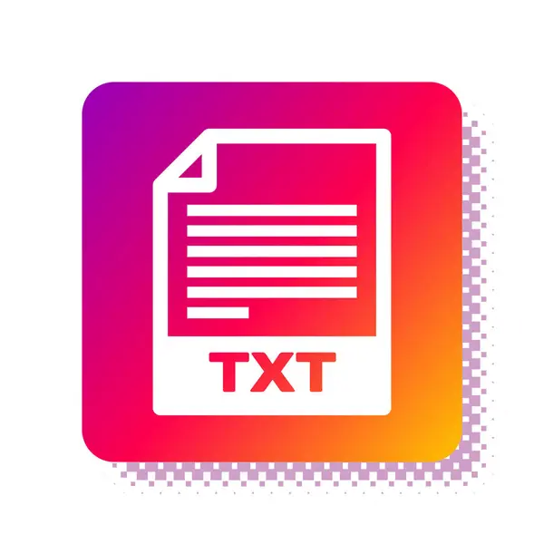Weiße txt-Datei Dokument. txt-Symbol auf weißem Hintergrund isoliert herunterladen. Textdateierweiterungssymbol. quadratische Farbtaste. Vektorillustration — Stockvektor