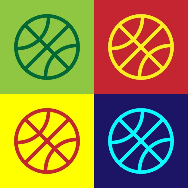 Color Icono Pelota Baloncesto Aislado Sobre Fondo Color Símbolo Deportivo — Archivo Imágenes Vectoriales