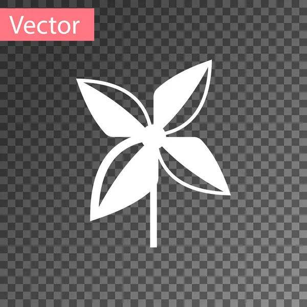 Weißes Windrad-Symbol isoliert auf transparentem Hintergrund. Windrad-Spielzeugikone. Vektorillustration — Stockvektor