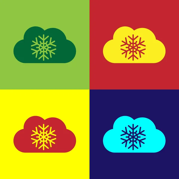 Χρώμα Cloud Εικονίδιο Χιονιού Απομονωμένο Φόντο Χρώματος Σύννεφο Νιφάδες Χιονιού — Διανυσματικό Αρχείο