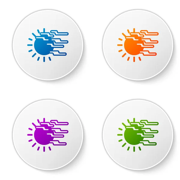 Beyaz arkaplanda izole edilmiş renkli sis ve güneş ikonu. Simgeleri daire düğmelerine ayır. Vektör İllüstrasyonu — Stok Vektör