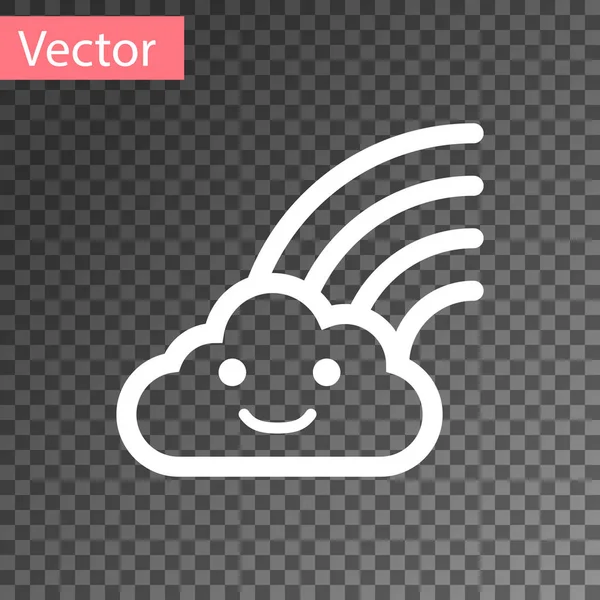 Weißer Regenbogen mit Wolkensymbol auf transparentem Hintergrund. Vektorillustration — Stockvektor