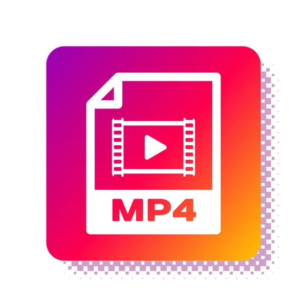Documento de archivo MP4 blanco. Descargar icono del botón mp4 aislado sobre fondo blanco. Símbolo de archivo MP4. Botón de color cuadrado. Ilustración vectorial — Vector de stock
