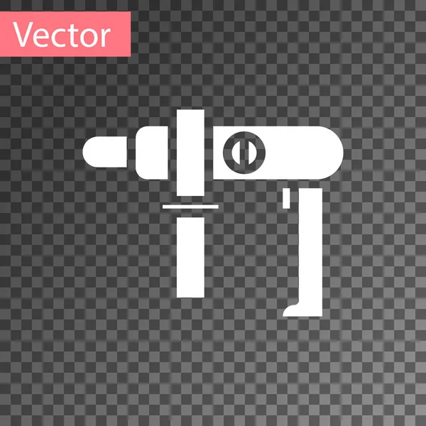 Ícone de máquina de broca elétrica branca isolado em fundo transparente. Ferramenta de reparo. Ilustração vetorial — Vetor de Stock