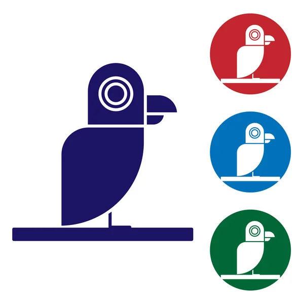 Иконка Голубого Попугая Выделена Белом Фоне Установите Цвет Пуговицах Круга — стоковый вектор