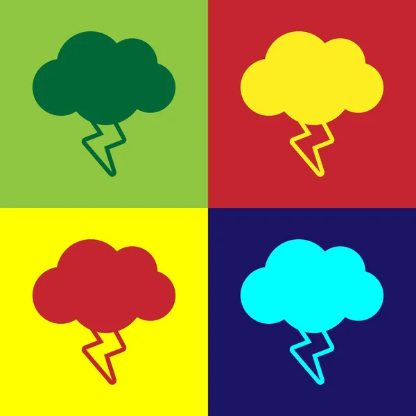 Farbsturmsymbol Isoliert Auf Farbigem Hintergrund Wolke Und Blitz Wetter Ikone — Stockvektor
