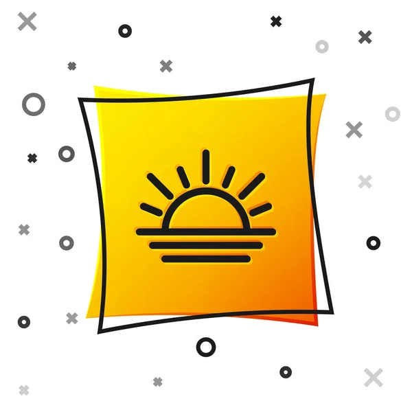 Icono Black Sunset aislado sobre fondo blanco. Botón cuadrado amarillo. Ilustración vectorial — Vector de stock