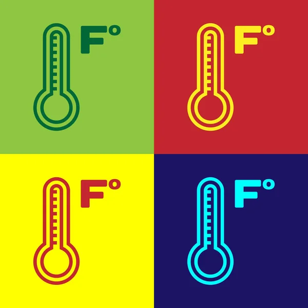 Color Meteorology Thermometer Measuring Heat Cold Icon Isolated Color Background — Stock Vector