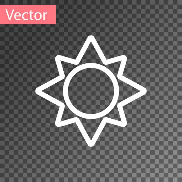 Icono Sol blanco aislado sobre fondo transparente. Ilustración vectorial — Archivo Imágenes Vectoriales