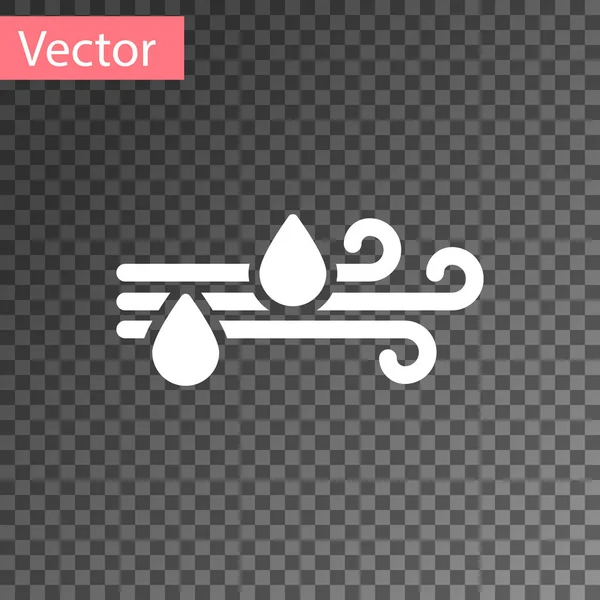 Weißes Wind- und Regensymbol isoliert auf transparentem Hintergrund. windiges Wetter. Vektorillustration — Stockvektor