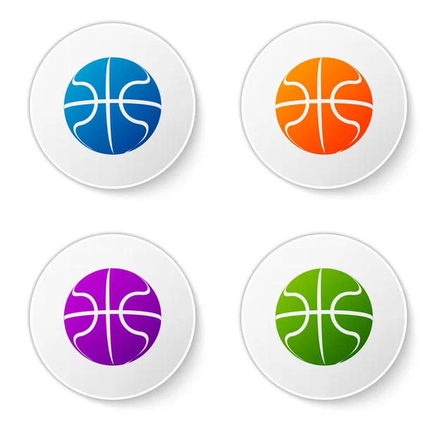 Icône de balle de basket-ball de couleur isolée sur fond blanc. Symbole sportif. Définir des icônes dans les boutons cercle. Illustration vectorielle — Image vectorielle