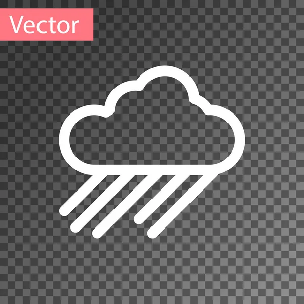 White Cloud with rain icon isolated on transparent background. Rain cloud precipitation with rain drops. Vector Illustration — Stock Vector