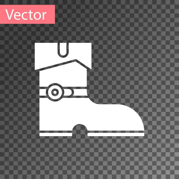 Ícone de botas de pirata de couro branco isolado em fundo transparente. Ilustração vetorial — Vetor de Stock