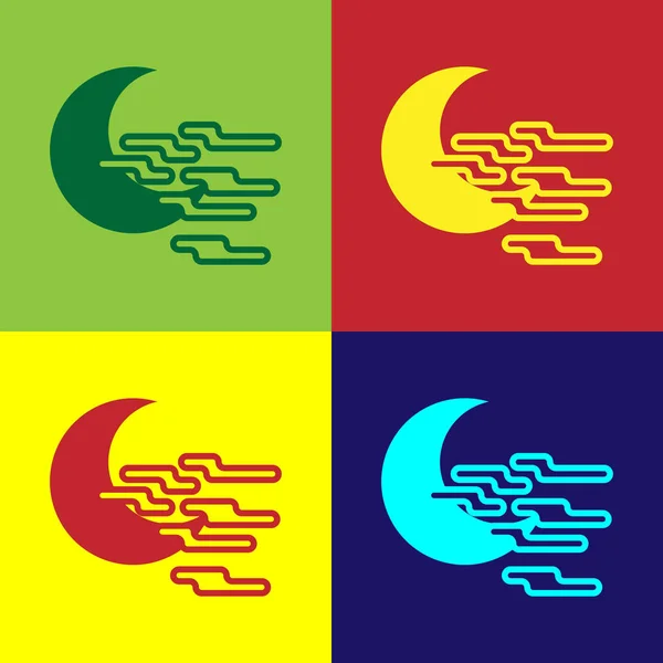 Kolorowa Mgła Ikona Księżyca Odizolowane Tle Koloru Ilustracja Wektora — Wektor stockowy