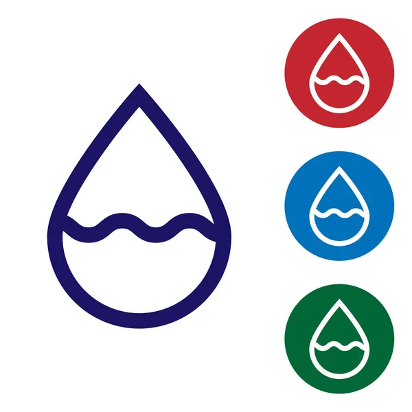 Icono de gota de agua azul aislado sobre fondo blanco. Establecer iconos de color en botones de círculo. Ilustración vectorial — Vector de stock