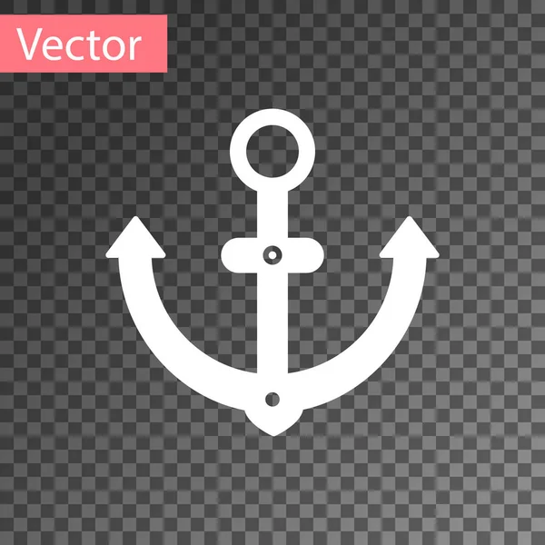 White Anchor icon isolated on transparent background. Vector Illustration — Stock Vector
